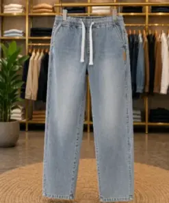 Men’s Urban Fit Denim Track Joggers – Light Blue Casual Bottom