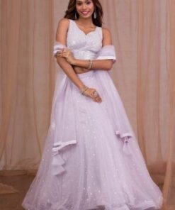 Lavender Sequins Net Readymade Lehenga