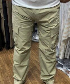Men's Sage Green Stretch Cargo Pants - Relaxed Fit Six Pocket Tactical Trousers with Elastic Cuff